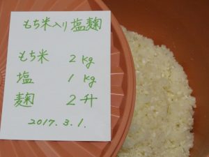 餅米入り　塩麹の仕込み