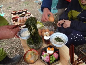 醤油をかけて